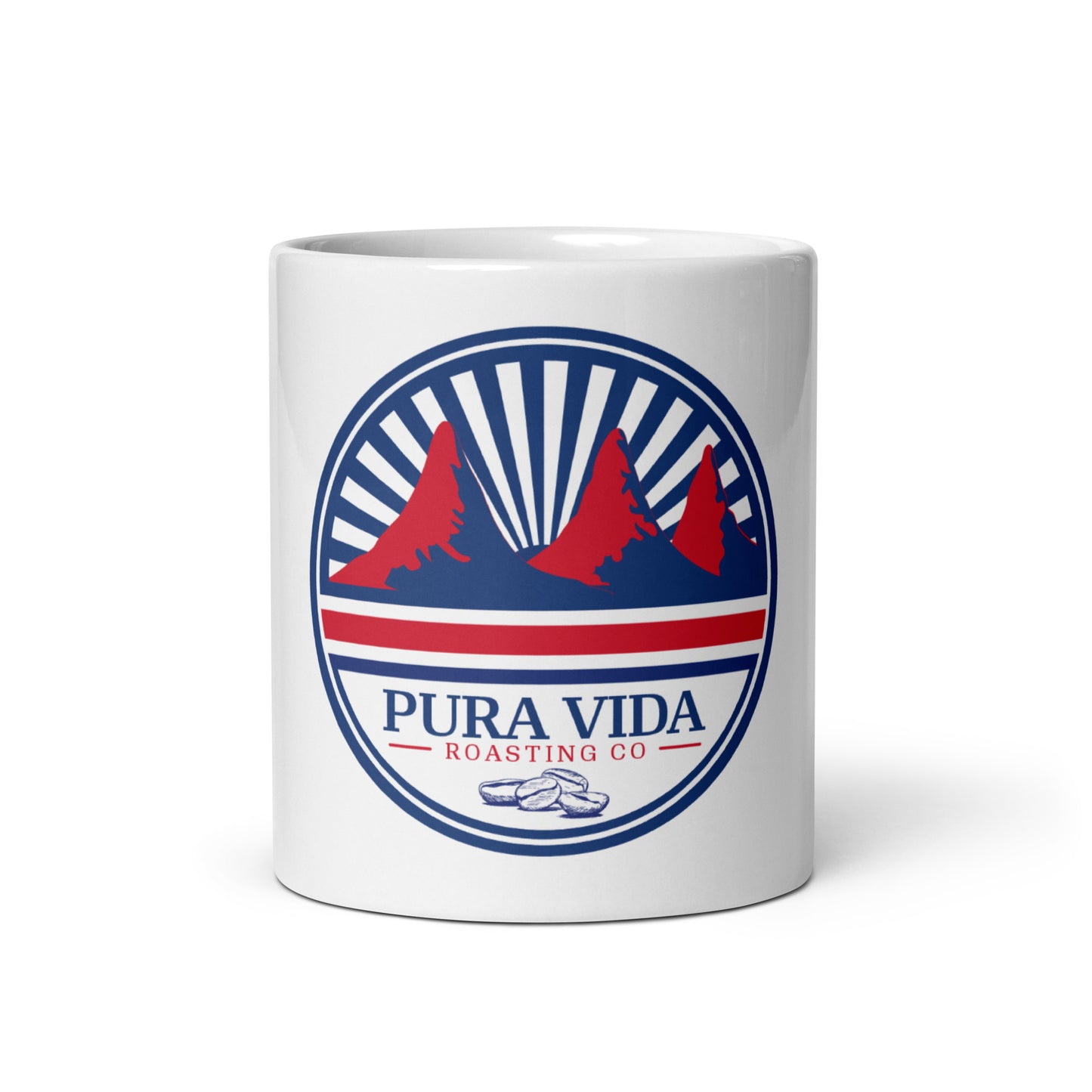 White I Pura Vida Roasting Co. glossy mug