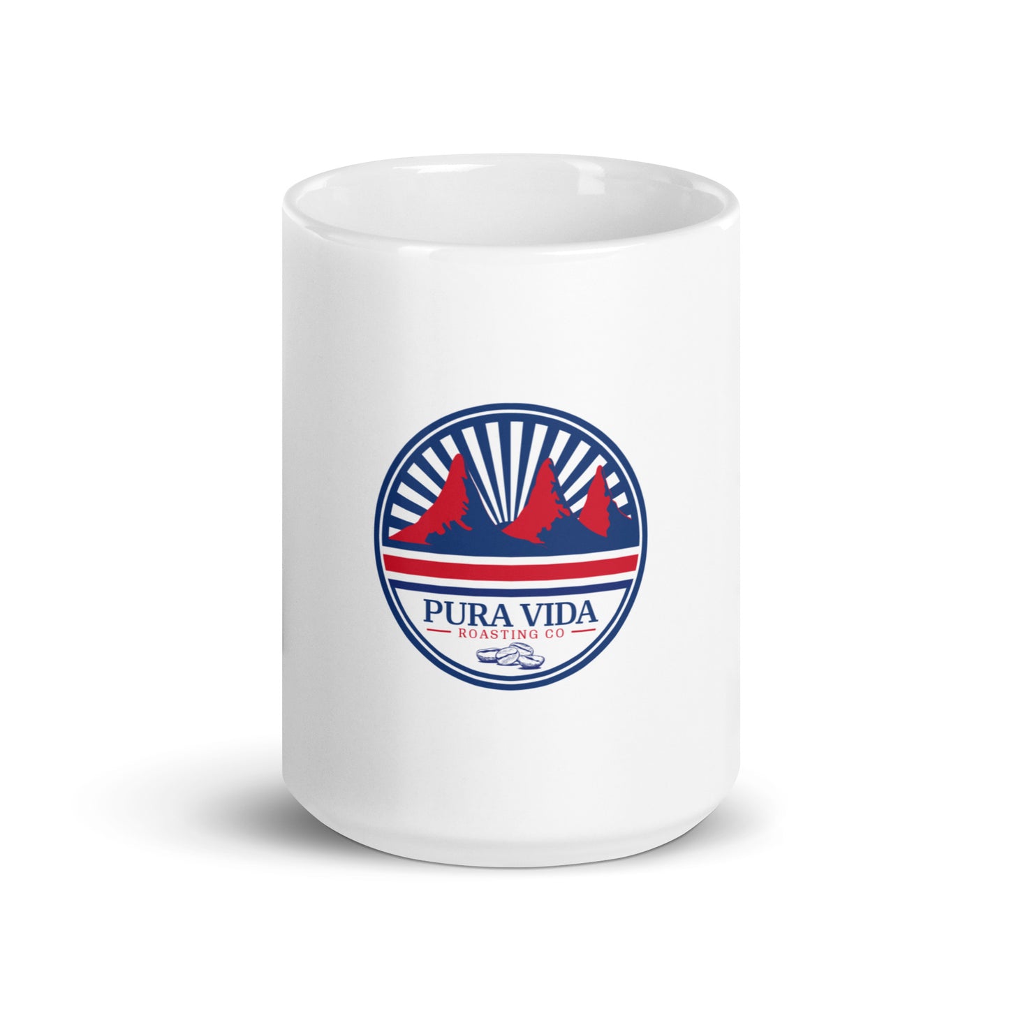 White I Pura Vida Roasting Co. glossy mug